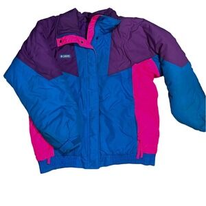 Columbia Womens Vintage 90's Colorblock Ski Snowboard Jacket Purple Pink Blue